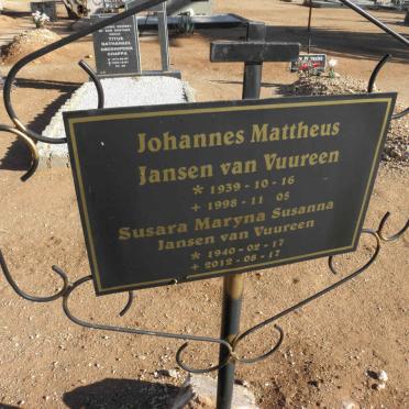 VUUREN Johannes Mattheus, Jansen van 1939-1998 &amp; Susara Maryna Susanna 1940-2012