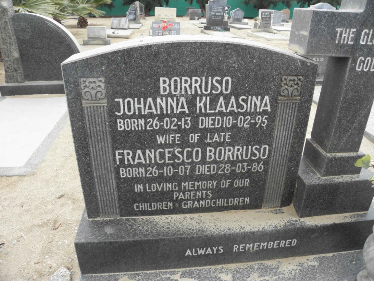 BORRUSO Francesco 1907-1986 &amp; Johanna Klaasina 1913-1995 