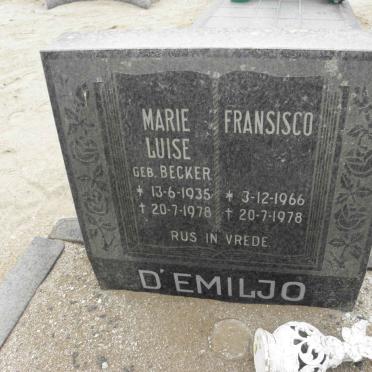 D'EMILJO Marie Luise nee BECKER 1935-1978 :: D'EMILJO Francisco 1966-1978