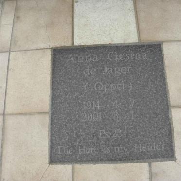 JAGER Anna Gesina, de nee OPPEL 1914-2001