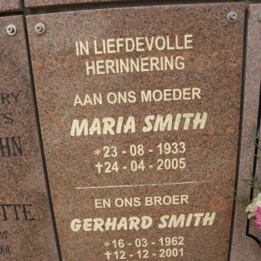 SMITH Maria 1933-2005 :: SMITH Gerhard 1962-2001