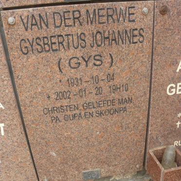 MERWE Gysbertus Johannes, van der 1931-2002