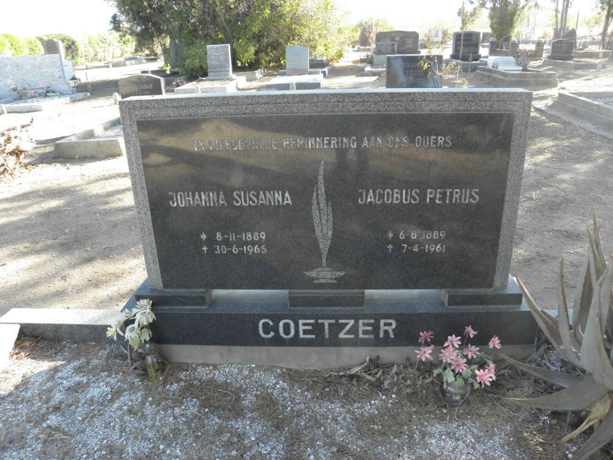 COETZER Jacobus Petrus 1889-1961 &amp; Johanna Susanna 1889-1965