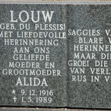 LOUW Alida nee DU PLESSIS 1916-1989
