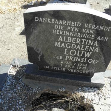 LOUW Albertina Magdalena nee PRINSLOO 1924-1992