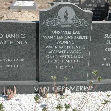 MERWE Johannes Marthinus, van der 1910-1982 &amp; Susanna Susara STEYN 1912-1981