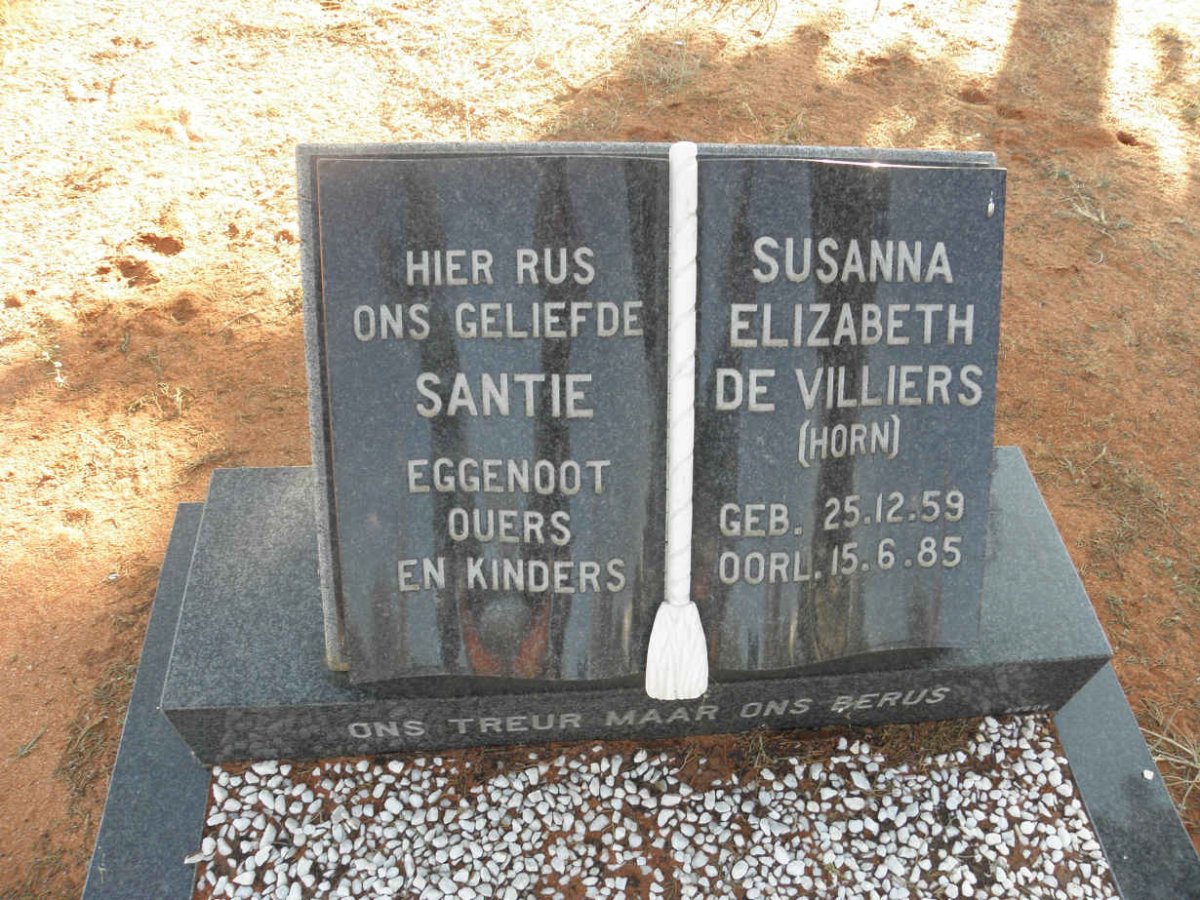 VILLIERS Susanna Elizabeth, de nee HORN 1959-1985