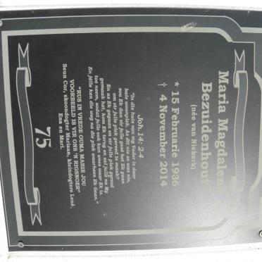 BEZUIDENHOUT Maria Magdalena nee VAN NIEKERK 1936-2014