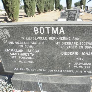 BOTMA Diederik Johannes 1928-1995 &amp; Catharina Jacoba Marthinetta SCHREUDER 1933-