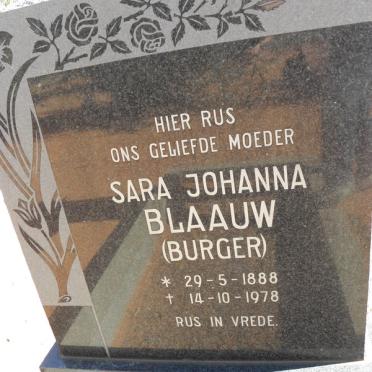 BLAAUW Sara Johanna nee BURGER 1888-1978
