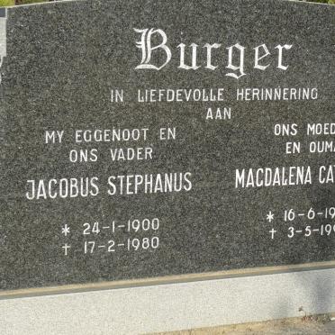 BURGER Jacobus Stephanus 1900-1980 &amp; Magdalena Catharina 1906-1992