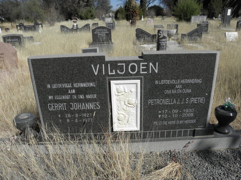 VILJOEN Gerrit Johannes 1927-1977 &amp; Petronella J.J.S. 1930-2008