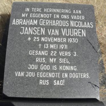 VUUREN Abraham Gerhardus Nicolaas, Jansen van 1930-1971