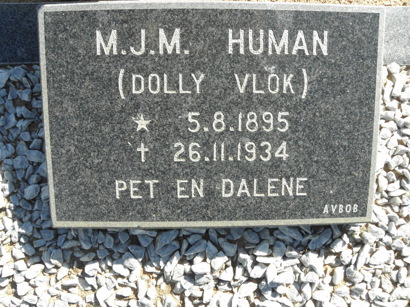 HUMAN M.J.M. nee VLOK 1895-1934