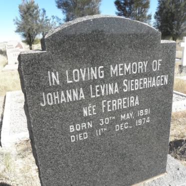 SIEBERHAGEN Johana Levina nee FERREIRA 1891-1974