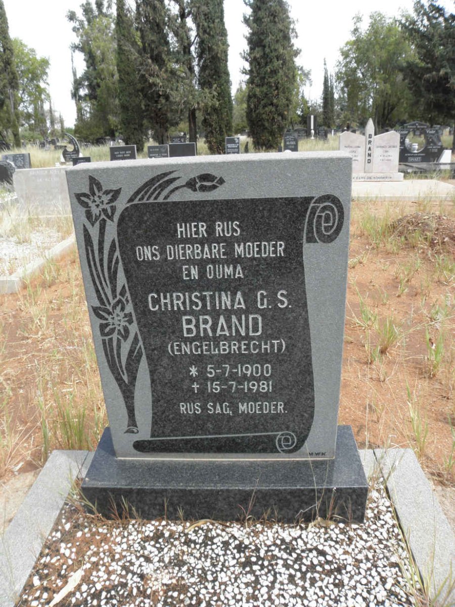 BRAND Christina G.S. nee ENGELBRECHT 1900-1981