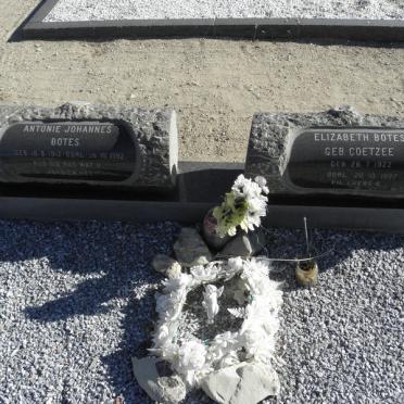 BOTES Antonie Johannes 1912-1992 &amp; Elizabeth COETZEE 1922-1997