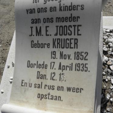 JOOSTE J.M.E. nee KRUGER 1852-1935