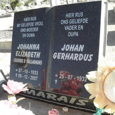 MARAIS Johan Gerhardus 1932- &amp; Johanna Elizabeth O'CALLAGHAN 1933-2007