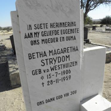 STRYDOM Betha Magaretha nee v.d. WESTHUIZEN 1906-1959