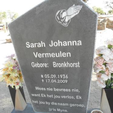 VERMEULEN Sarah Johanna nee BRONKHORST 1936-2009