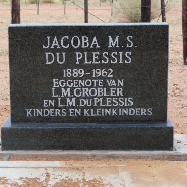 PLESSIS Jacoba M.S., du voorheen GROBLER 1889-1962
