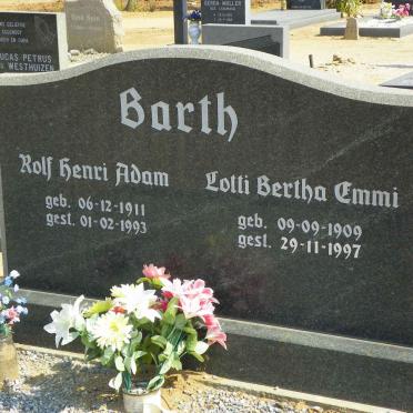 BARTH Rolf Henri Adam 1911-1993 &amp; Lotti Bertha Emmi 1909-1997