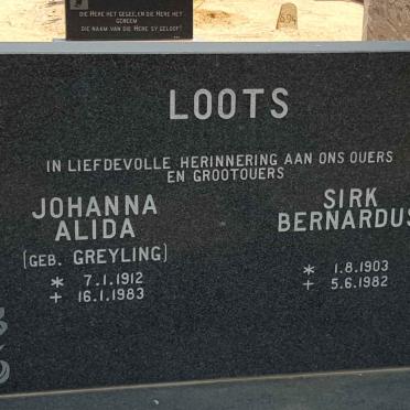 LOOTS Sirk Bernardus 1903-1982 &amp; Johanna Alida GREYLING 1912-1983