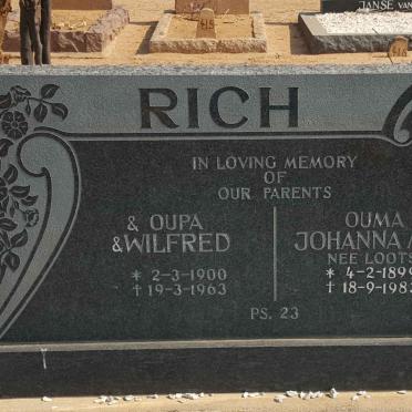 RICH Wilfred 1900-1963 &amp; Johanna M.M. LOOTS 1899-1983