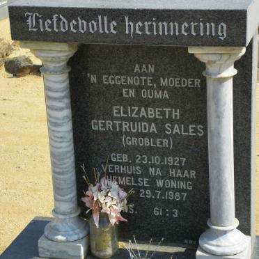SALES Elizabeth Gertruida nee GROBLER 1927-1987