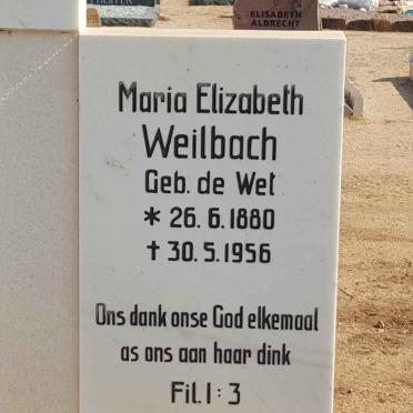 WEILBACH Johan Frederik 1879-1949 &amp; Maria Elizabeth DE WET 1880-1956