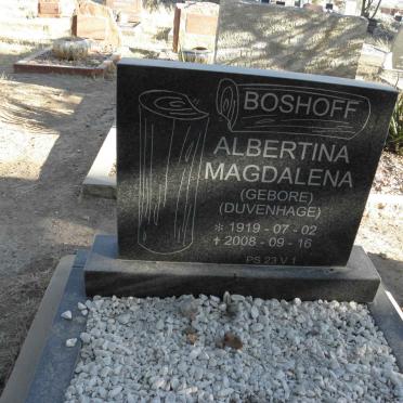 BOSHOFF Albertina Magdalena nee DUVENHAGE 1919-2008