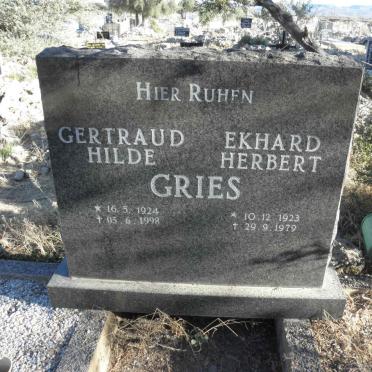 GRIES Ekhard Herbert 1923-1979 &amp; Gertraud Hilde 1924-1998