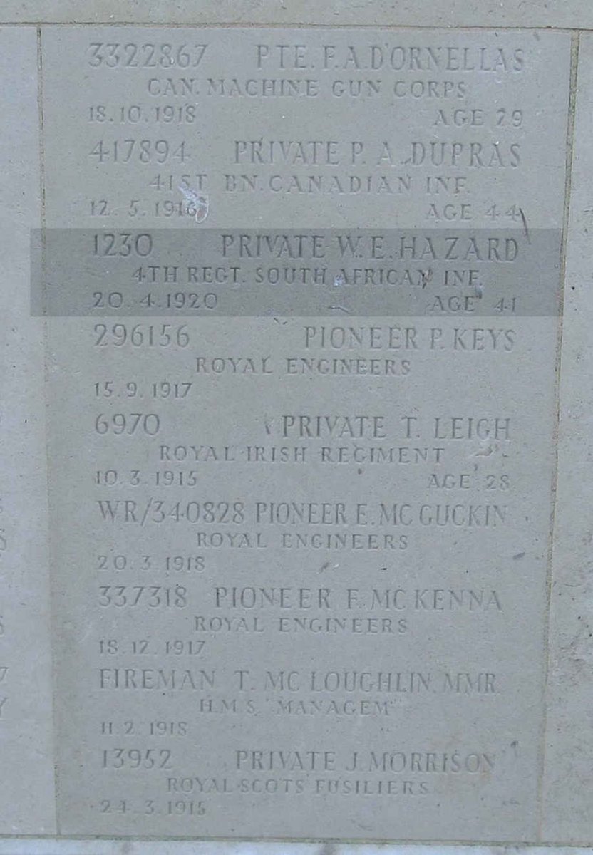 HAZARD W.E. -1920 :: For non South Africans on the image see list below. 