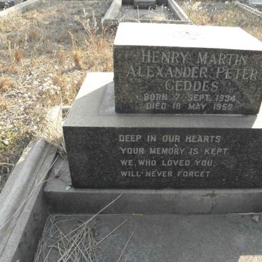 GEDDES Henry Martin Alexander Peter 1934-1952
