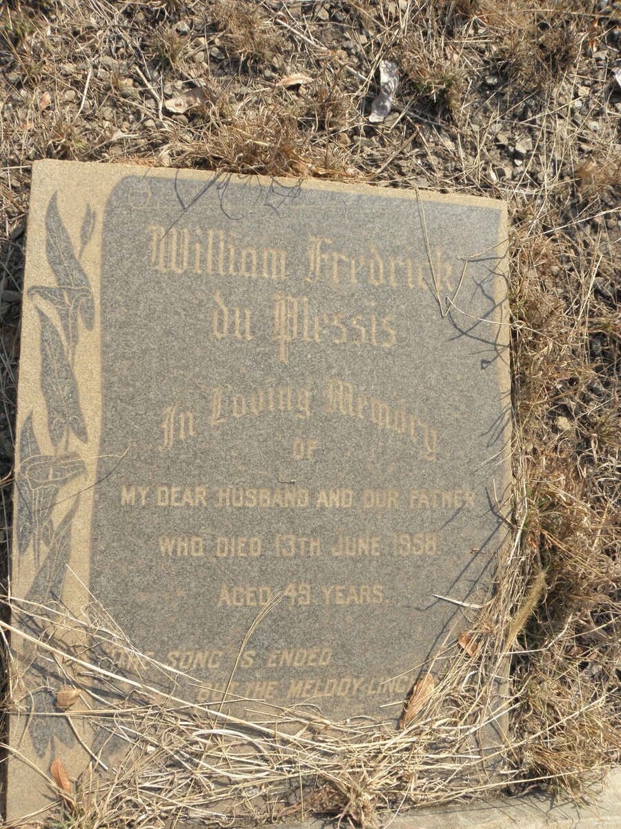 PLESSIS William Fredrick, du -1958