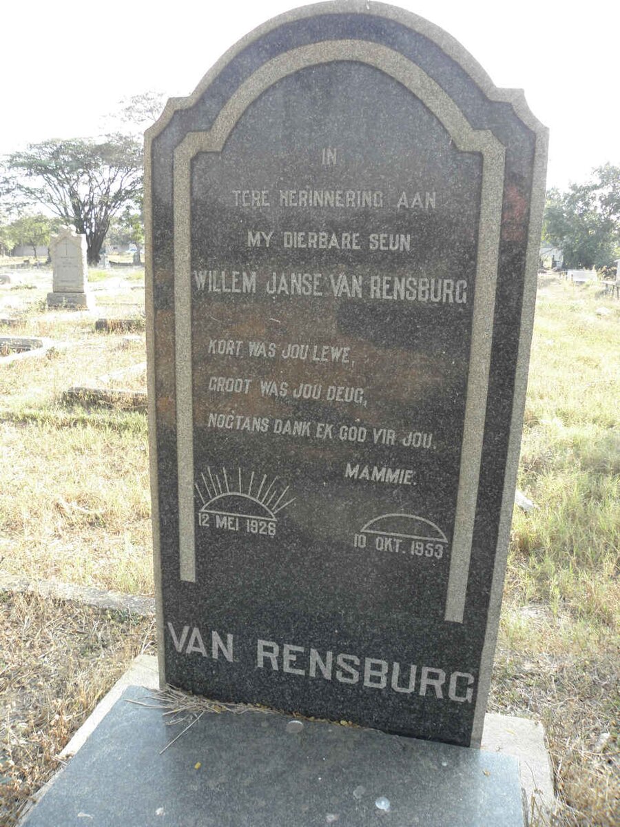 RENSBURG Willem, Janse van 1926-1953