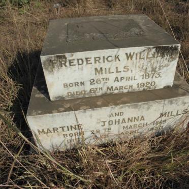 MILLS Frederick William 1873-1920 &amp; Martine Johanna 1869-1933