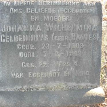 GELDENHUYS Johanna Wilhelmina nee DAVIES 1903-1949
