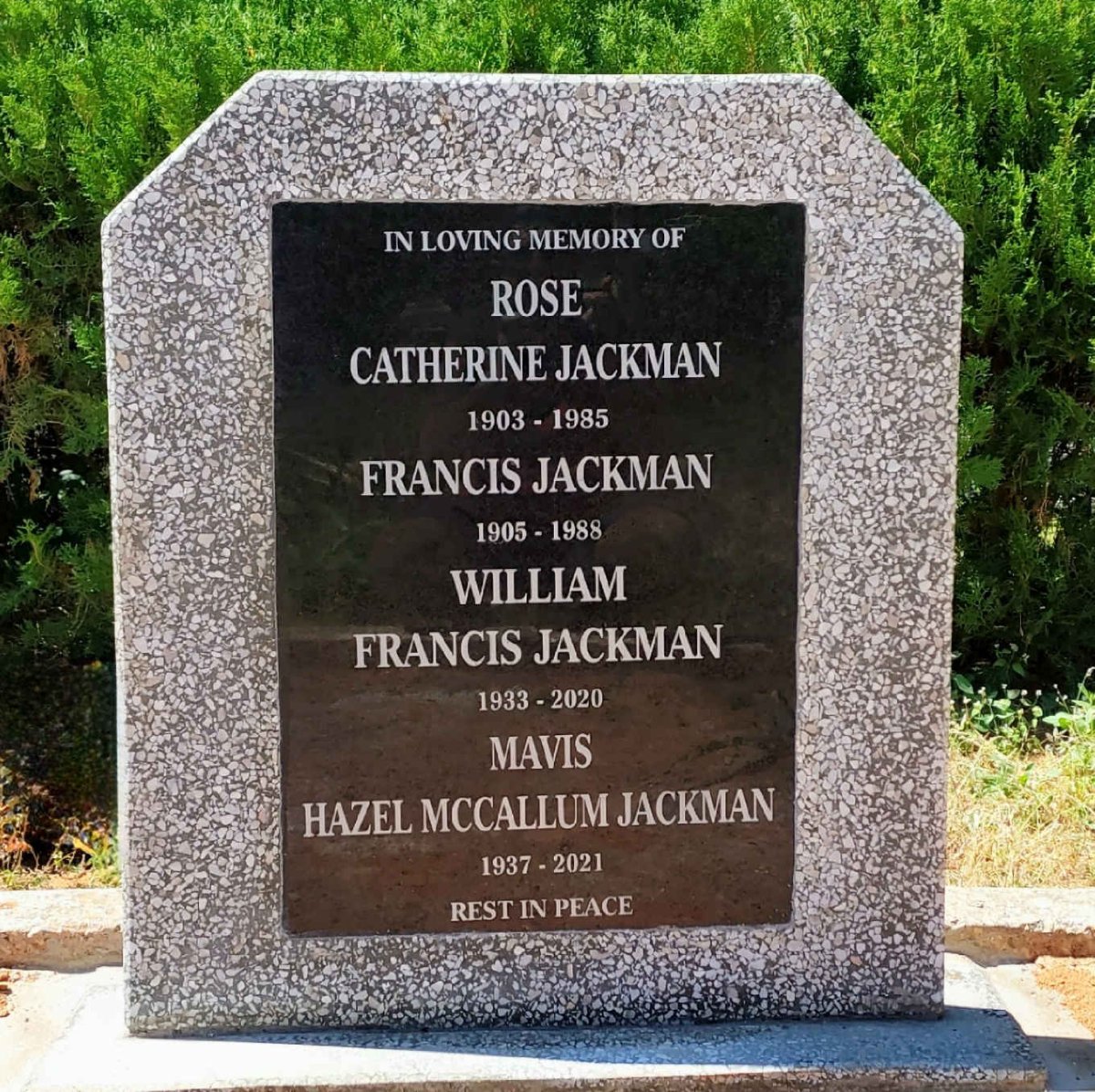 JACKMAN Francis 1905-1988 &amp; Rose Catherine 1903-1985