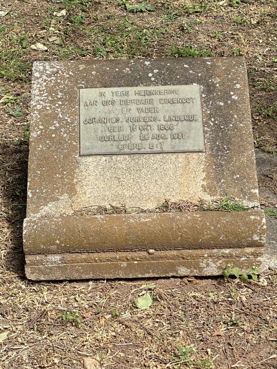 LINDEQUE Johannes Jurgens 1865-1931