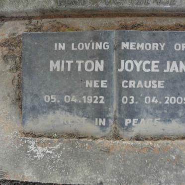 MITTON Joyce Janet nee CRAUSE 1922-2009