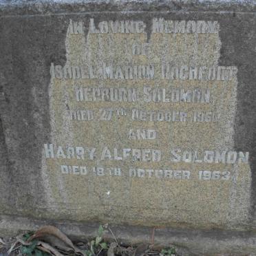 SOLOMON Harry Alfred -1963 &amp; Isobel Marion Rochfort Hepburn -1960