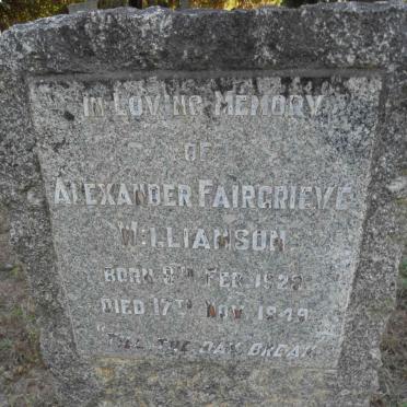 WILLIAMSON Alexander Fairgrieve 1923-1949
