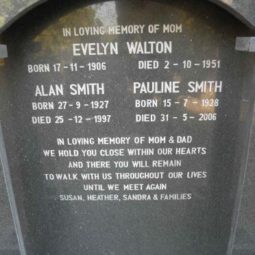 WALTON Evelyn 1906-1951 :: SMITH Alan 1927-1997 &amp; Pauline 1928-2006