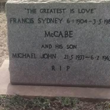 McCABE Francis Sydney 1904-1985 :: McCABE Michael John 1937-1963