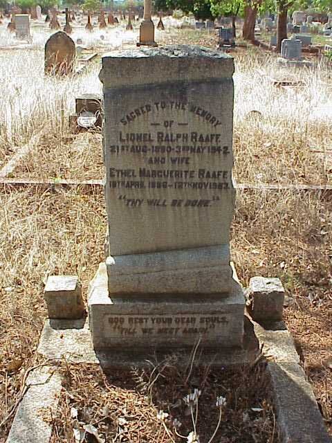 RAAFF Lionel Ralph 1890-1942 &amp; Ethel Marguerite 1886-1953