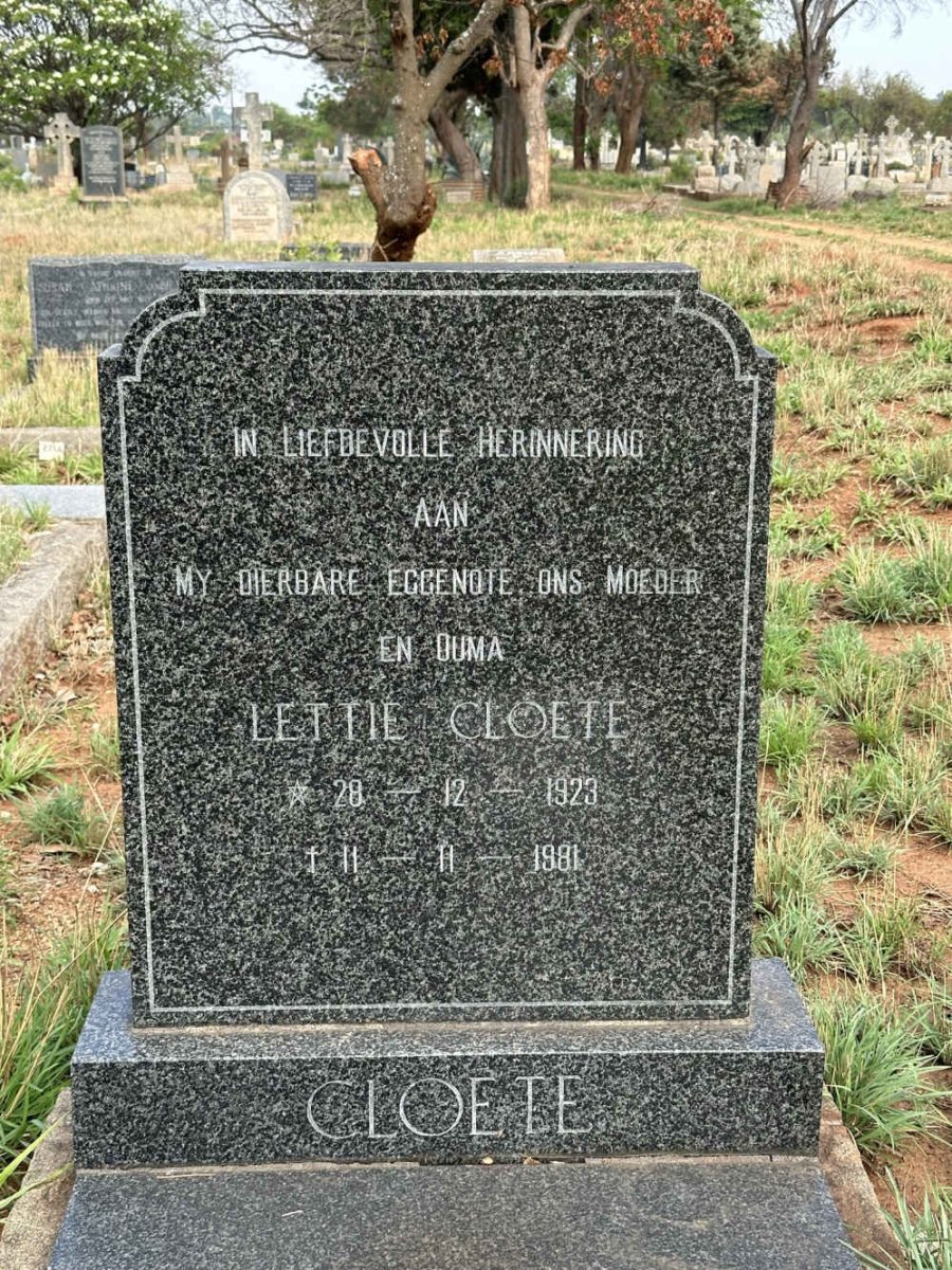 CLOETE Lettie 1923-1981