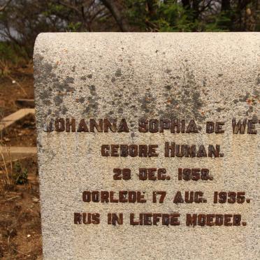 WET Johanna Sophia, de nee Human 1858-1935