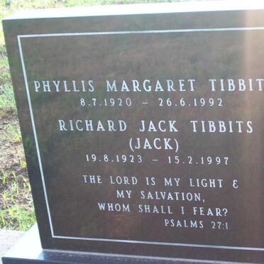 TIBBITS Richard Jack 1923-1997 &amp; Phyllis Margaret 1920-1992